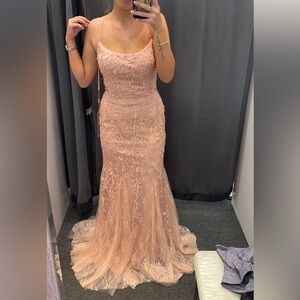 pinkk lace floral formal dress